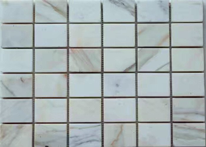 Hexagon / French Pattern Marble Basketweave Floor Tile Anti - Stain Mosaic Bathroom Tiles