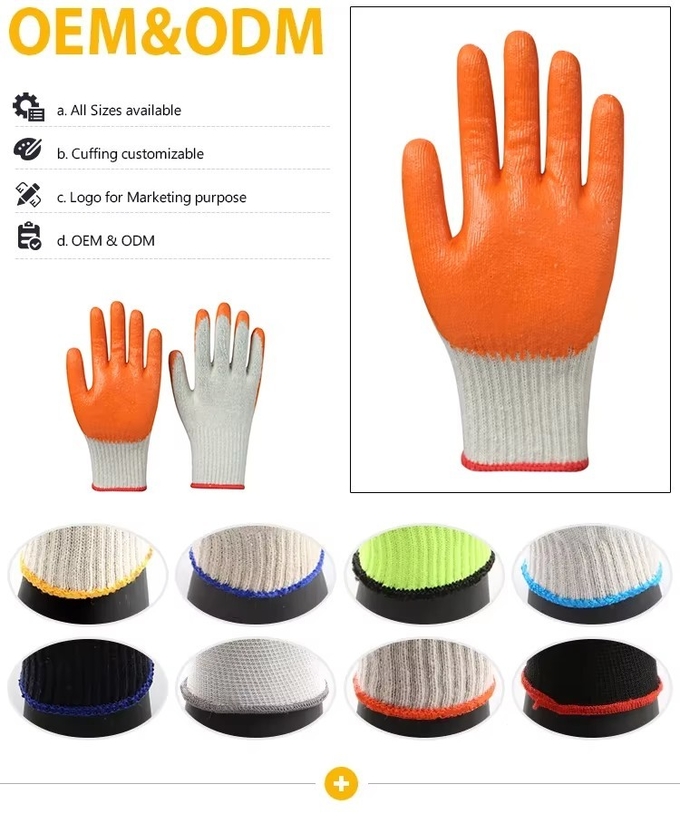 Wholesale Price Cotton Latex Coated Glove Industrial Hand Protective Work Safety Gloves for Construction