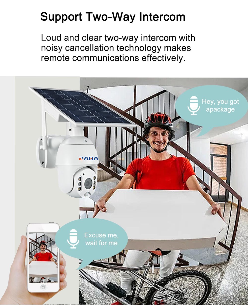 2 Way Audio 4G Solar Security Camera 2K 15600mAh Battery Powered