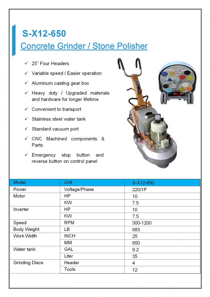 Dia Cast Gear Box Concret Floor Grinder Planetary System Single Phase 5