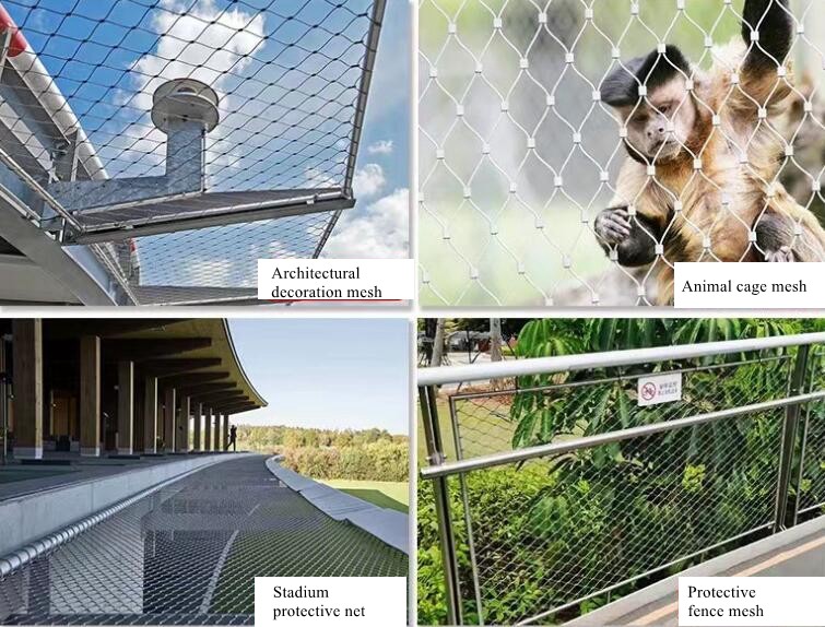 Hand Woven Flexible Stainless Steel Rope Mesh with Customizable Boundary Dimensions for Balustrade and Zoo Enclosures