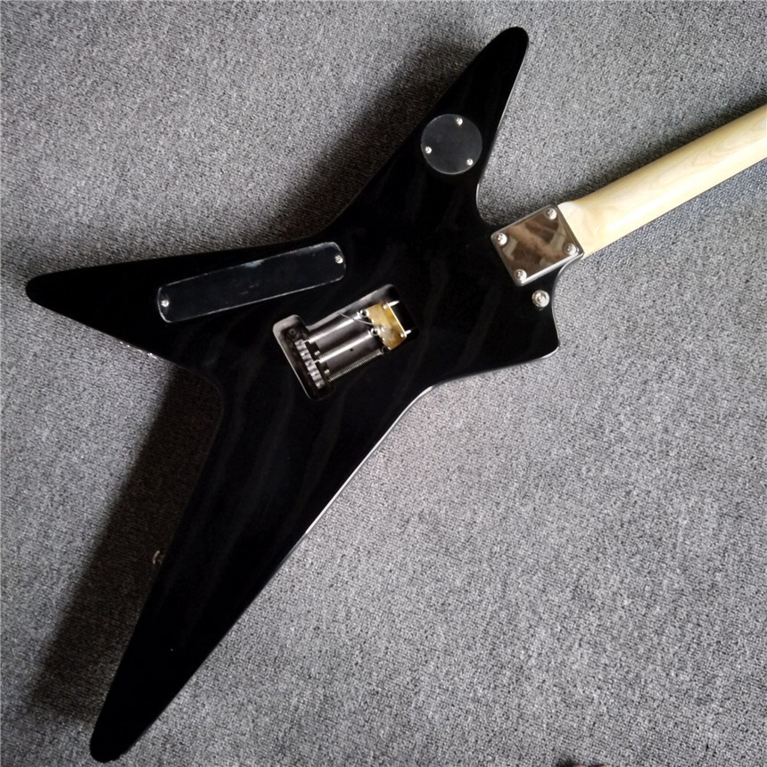 7 strings Blue electric guitar in black