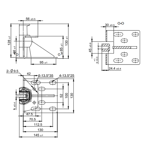 Width 16mm Lift Spare Parts 2.5m/S Elevator Guide Rail Shoes