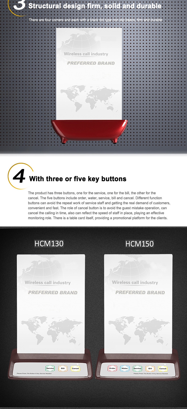 KTV waiter calling system wireless call button and watch receiver
