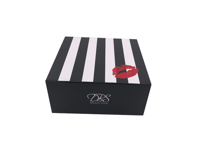 Black Rectangle Exquisite Collapsible Paper Box For Party Matte Lamination