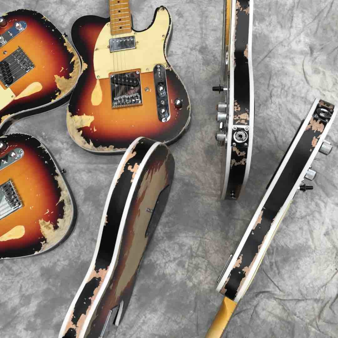 Custom Limited Edition Relic Tele Electric Guitar in Sunburst Tele Electric Guitar