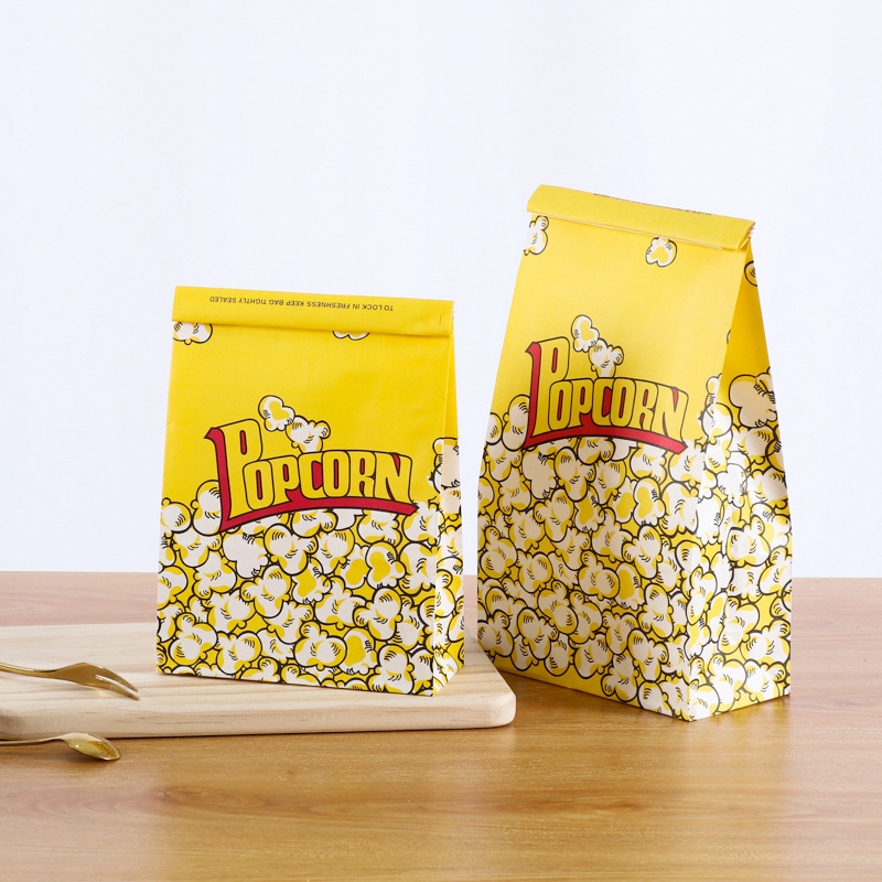 Custom Logo Print Bio-degradable Popcorn Paper Bag made of Kraft Paper for Packaging