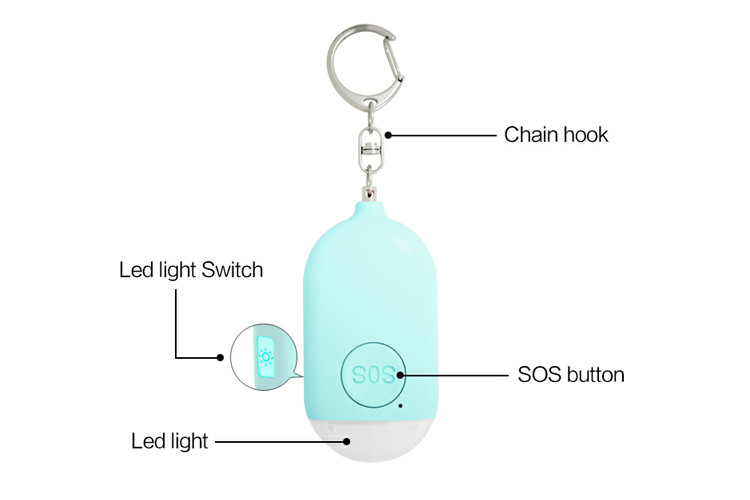 keychain perosnal self defense 130db Rechargeable Self Defense Siren With LED light
