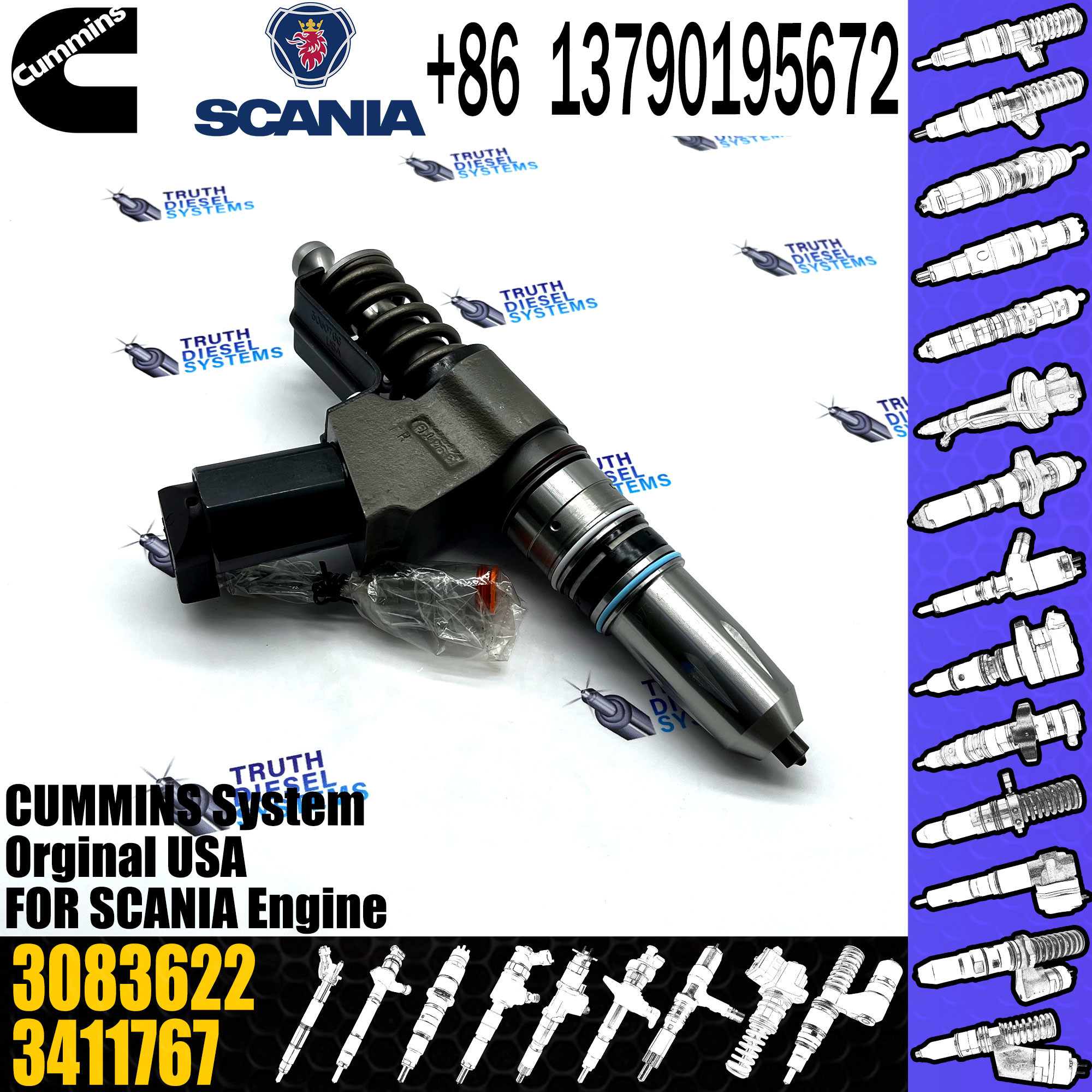 Diesel Engine Spare Parts fuel injector 3411765 3087733 3083846 3095086 3411766 3083846 3083622 for C-ummins N14 Engine