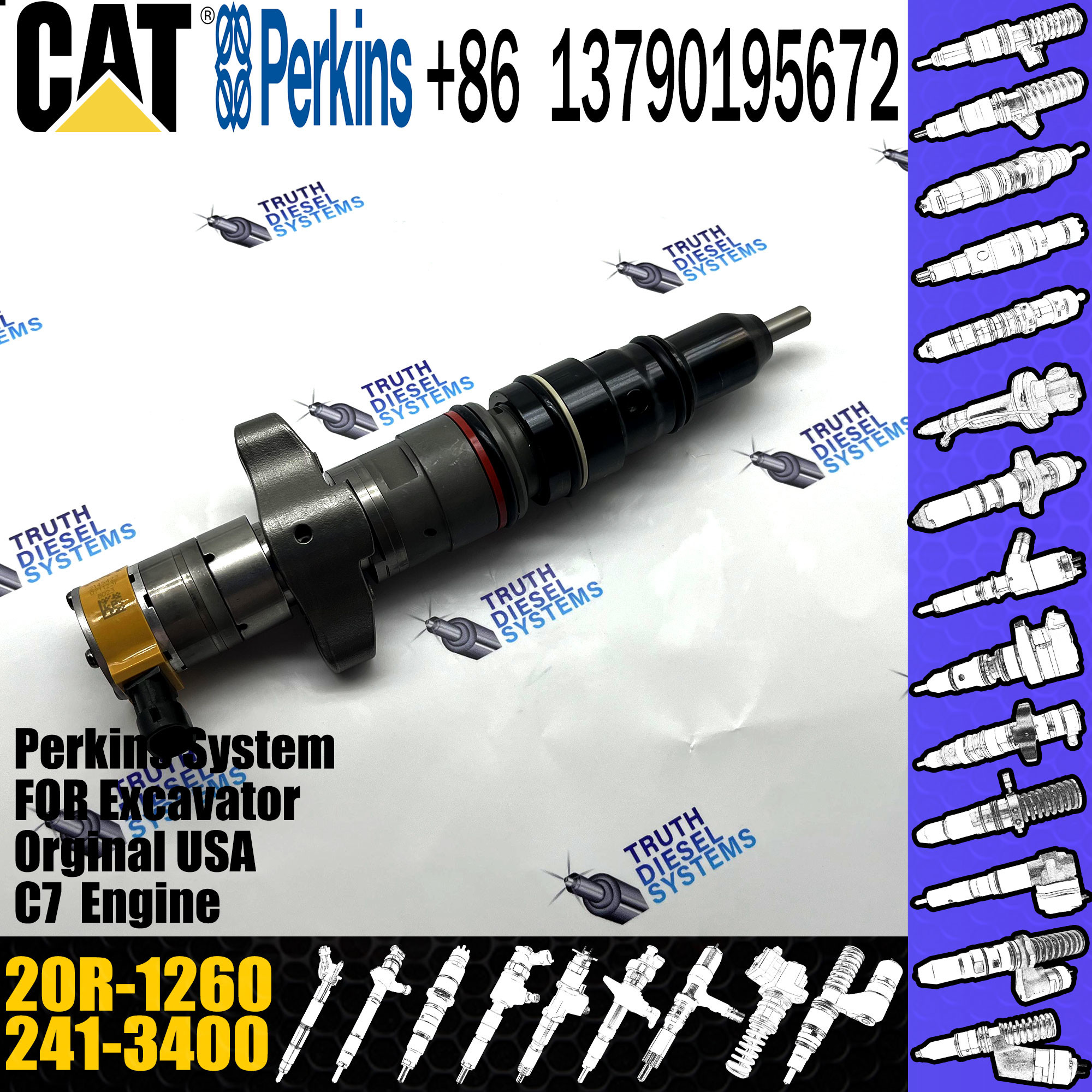 GAMEN Brand New Diesel Fuel Injector 241-3400 20R-1260 For Caterpillar Engine C7 545C 584 584HD