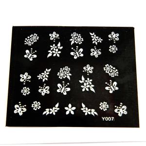 Quality 3D white Flowers Nail Art Decals , Design for ladies for sale