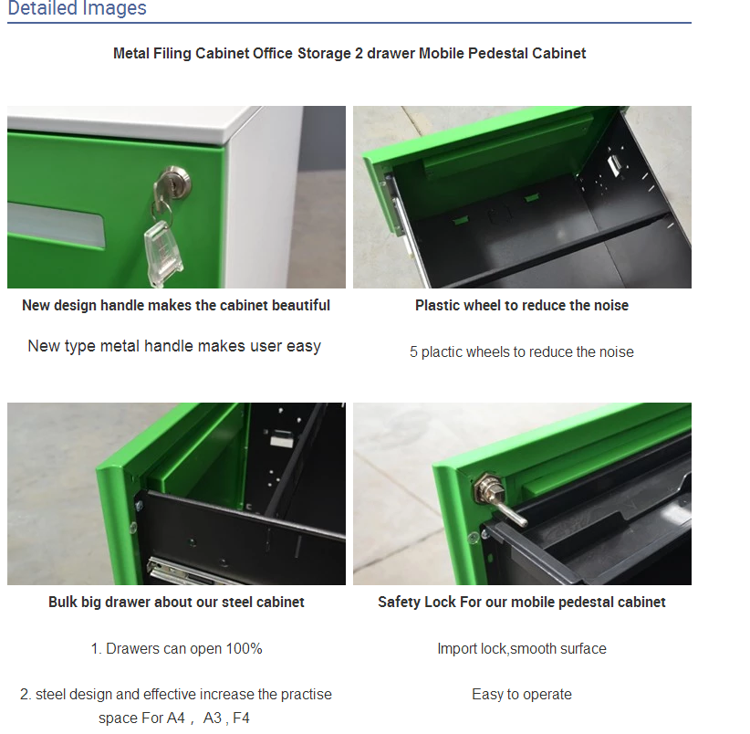 3 Drawer Mobile Pedestal File Cabinet