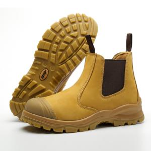 Quality Wheat Genuine Leather Cowhide Steel Toe Security Boots ODM for sale