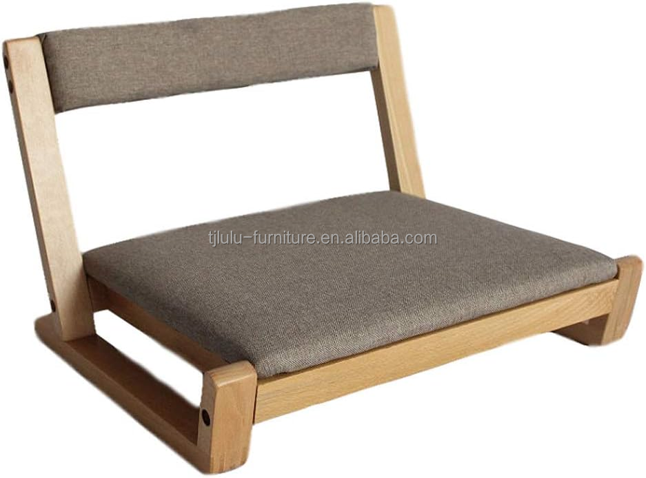 Solid Wood Japanese Tatami Floor Chair with Back Support Comfortable Sitting
