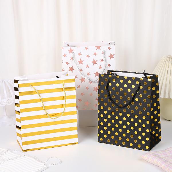 Hot Stamping Polka Dot Paper Bag Thick White Cardboard Handbag Shopping Gift Bag Gift Packaging