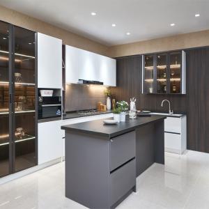 Quality Modern Design Customized Black Melamine MDF Modular Kitchen Cabinets for sale