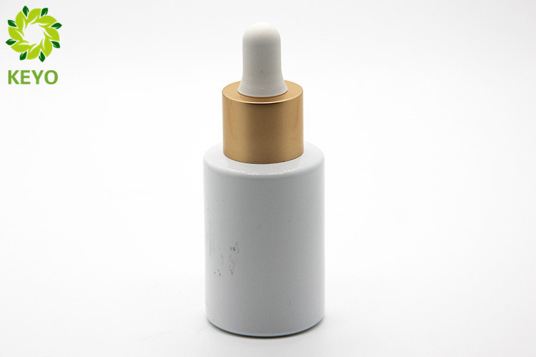 Round White Glass Foundation Bottle / Dropper Bottles Capacity 30ml