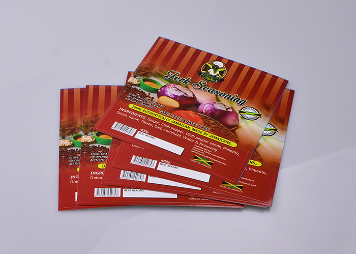 Full color waterproof glossy lamination adhesive paper label sticker for jerk seasoning