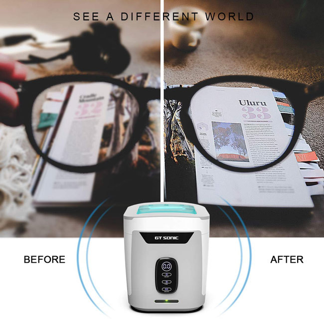 Stainless Steel Ultrasonic Glasses Cleaner Transparent Lid Touch Panel