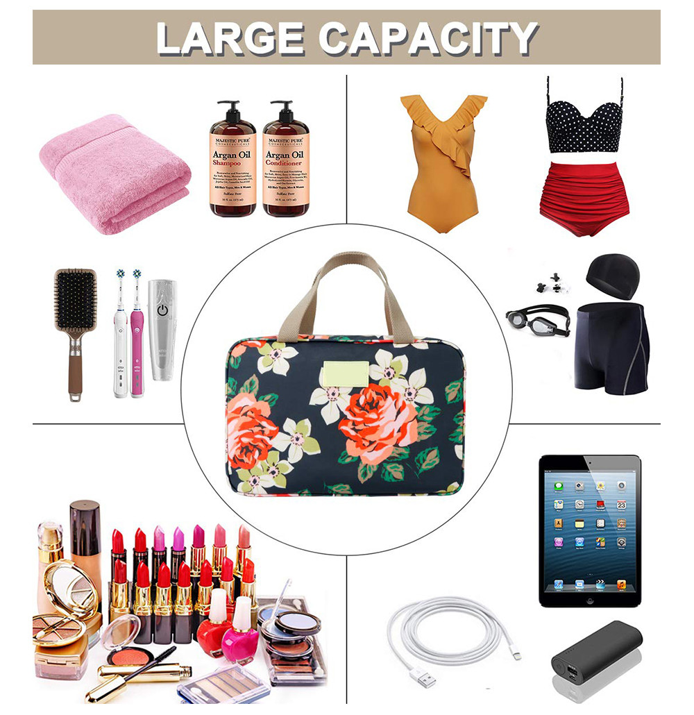 Floral Oxford Cosmetic Toiletry Bag For Women