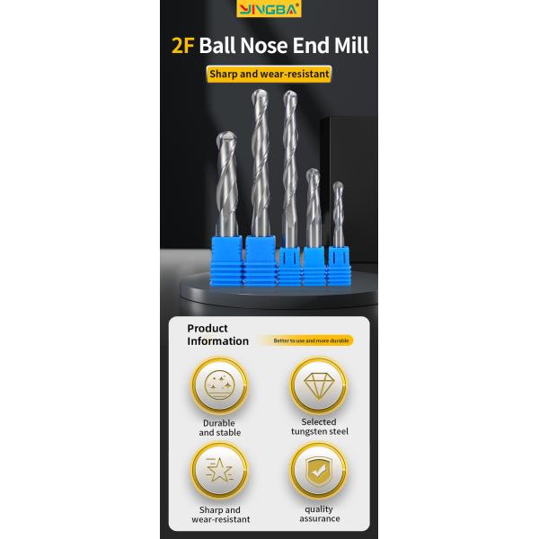 Hot Sale Two Flutes Spiral Ball Nose Milling Cutter High Speed Cutting for CNC Router Bits Wood Minng Cutter