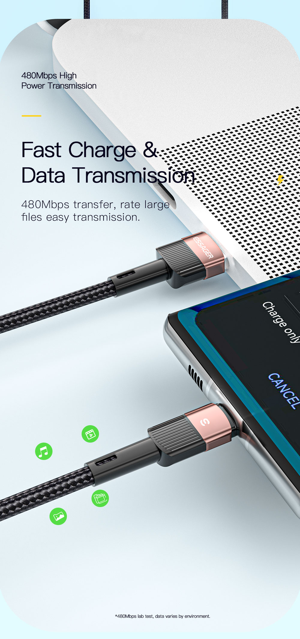 Android Fast Charging Data Cable Type C 1/2/3M 7A 100W For Huawei Xiaomi