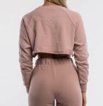 Women Knitted 230gsm Plain Crew Neck Sweatshirt Crop Top Sweatshirt