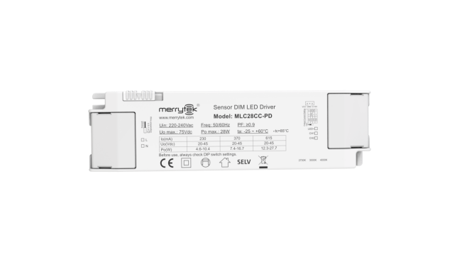 28W Max Sensor DIM Led Driver, 230mA-615mA Output, Color Temperature Selectable, Flicker Free