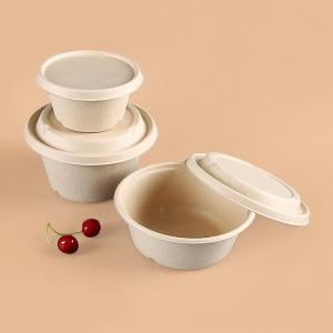 China Disposable Biodegradable Take Away Pulp Sugar Cane Bagasse Bowl with Lid on sale