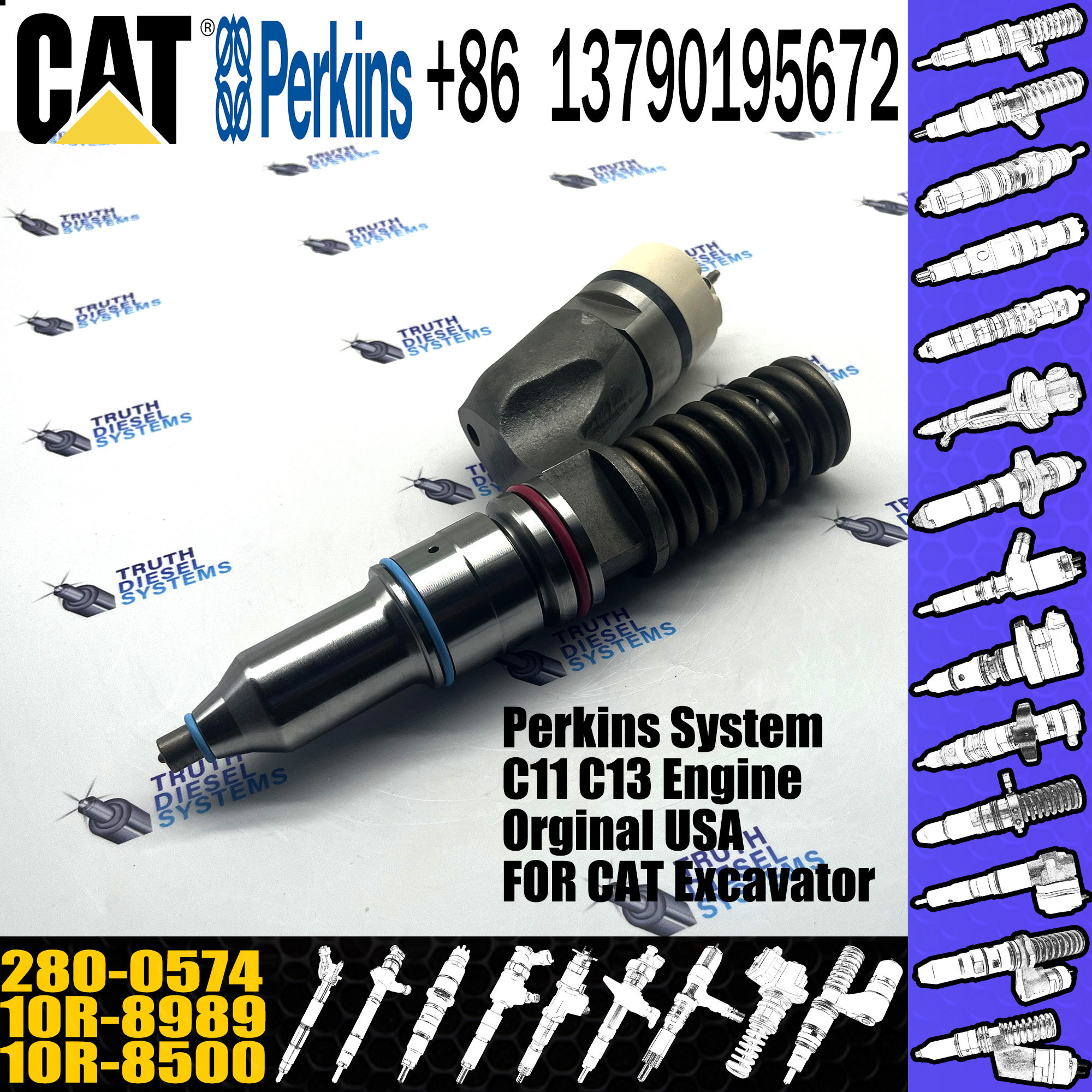 Construction Machinery Parts C15 Diesel Injector CA2800574 280-0574 2800574 10R8989 10R-8989