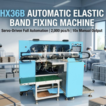 HX36B Automatic Notebook Elastic Band Fixing Machine Completing Punching Threading Gluing And Stacking