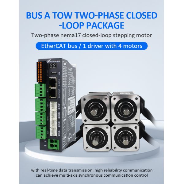 Lichuan 4-Axis DC Closed Loop Stepper Motor Drivers Controller Kit 0.48N.m 2Phase Nema17 DC24V~50V 1.2A 1000PPR