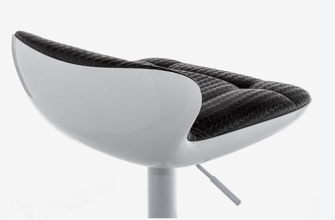 White Color PU Kitchen Bar Stools Adjustable Ergonomic Design Back Support Low Back