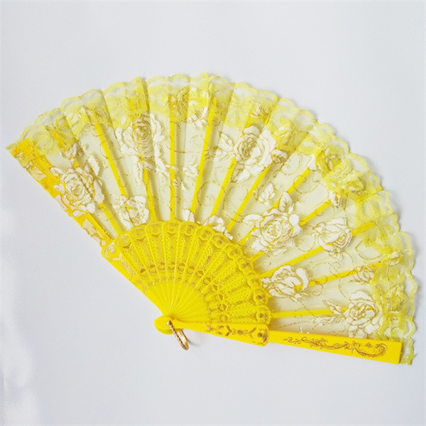 23*42cm Elegant Foldable Hand Fans Rose Pattern Plastic Lace Hand Fan