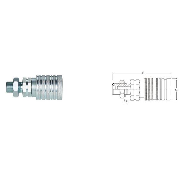 Steel Push And Pull Hydraulic Female Metric Thread Coupler With Long Adapter