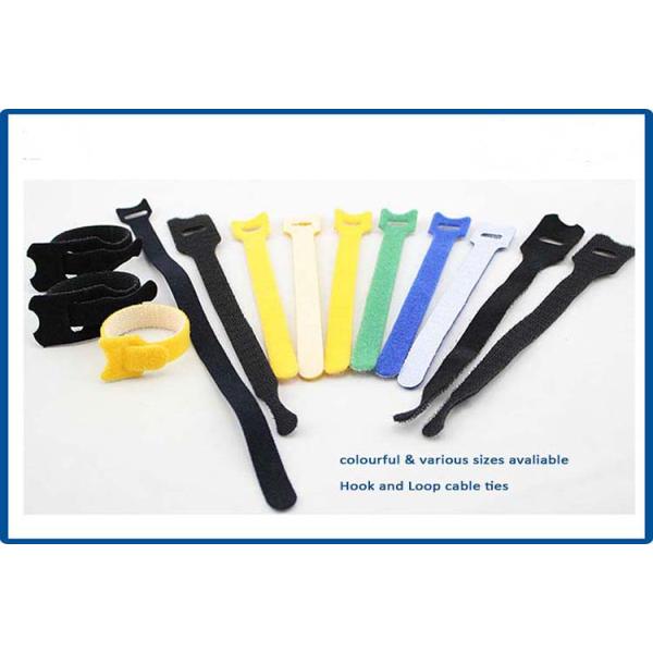 T Type Nylon Hook Loop cable ties reusable , heavy duty cable ties Logo Printing
