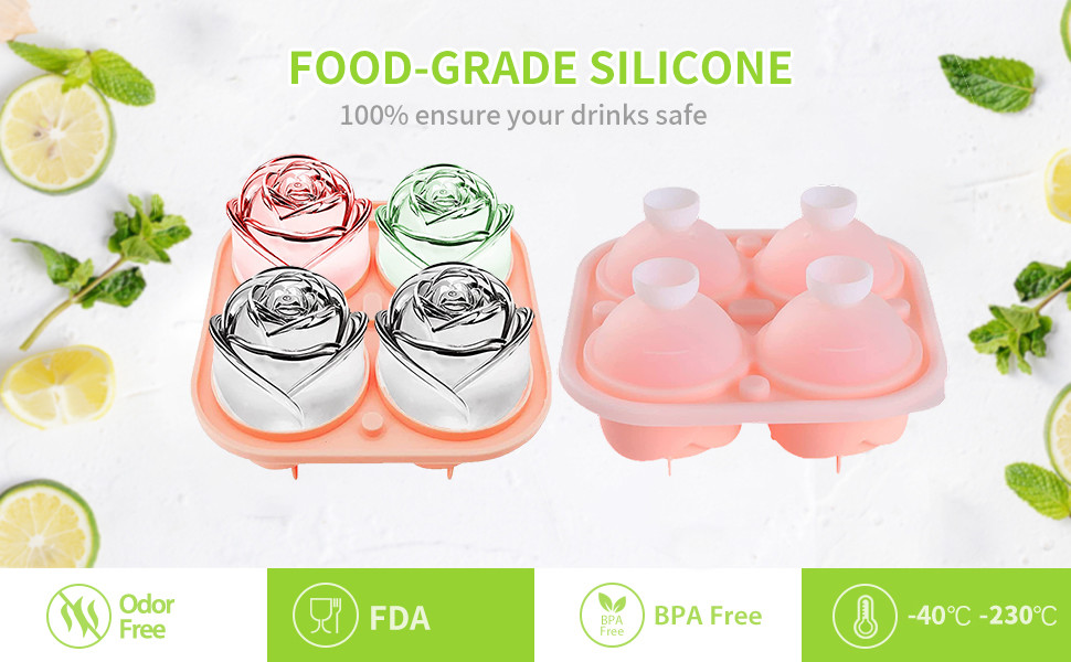 Silicone Rose Ice Cube Molds For Cocktails Whiskey XL Rose Flower Ice Cube Chocolate Soap Tray Mold Silicone Party Maker