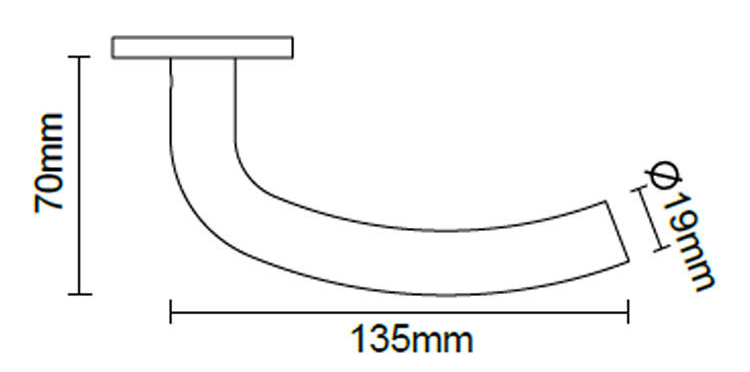 L shaped modern front door handle for public buildings, offices-S
