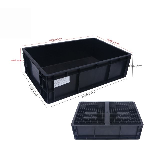 600*400mm ESD Bin Box ESD Containers Esd Plastic Tool Box Black Antistatic PP Box