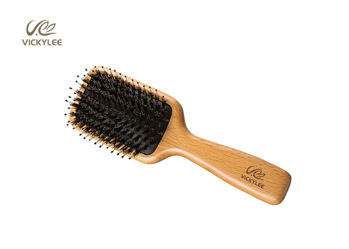 Boar Bristle Wooden Handle 9.28 Inch Paddle Brush