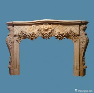 Quality Flower Carved Decorative 30mm Marble Fireplace Mantel Surround for sale