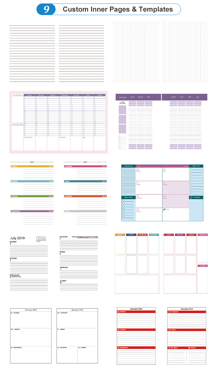 2024 Custom Printing Weekly Planner Spiral Binding Notebook with Pocket and Sticker