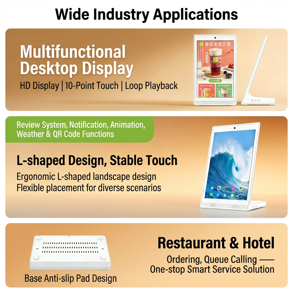 Smart Desktop Digital Signage Display with Touch Screen & Face Recognition Camera