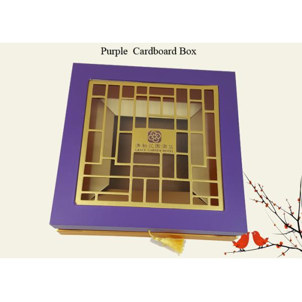 Purple Cardboard Box Customized Gift Box Packaging Colors Printed Design Paperboard Material Box with Lattice Window