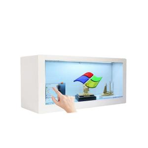 China 75 Inch Transparent LCD Showcase Jewelry Museum Exhibition 3D Hologram Pyramid Display on sale