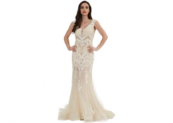 Buy Modern Mermaid Muslim See Through Dress Tulle And Lace Fabric Sleeveless at wholesale prices