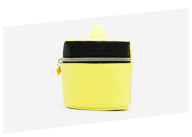 Eco-Friendly Make Up Brush Bag Double Zippers Black Yellow Cosmetic Pouch Bag