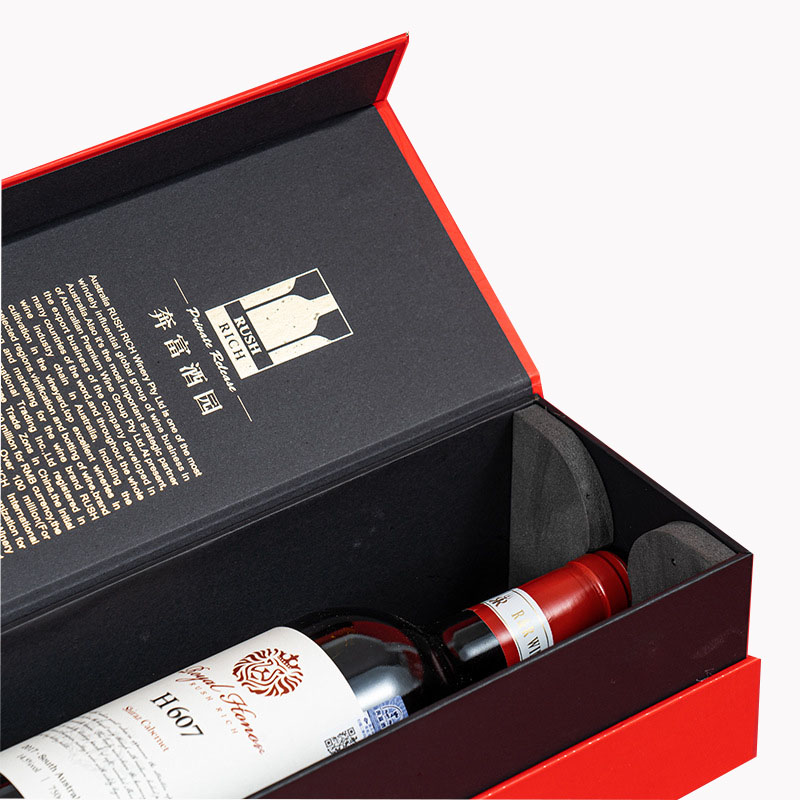 CMYK Magnetic Book Shape Red Wine Gift Rigid Cardboard Paper Box for Luxury Packaging