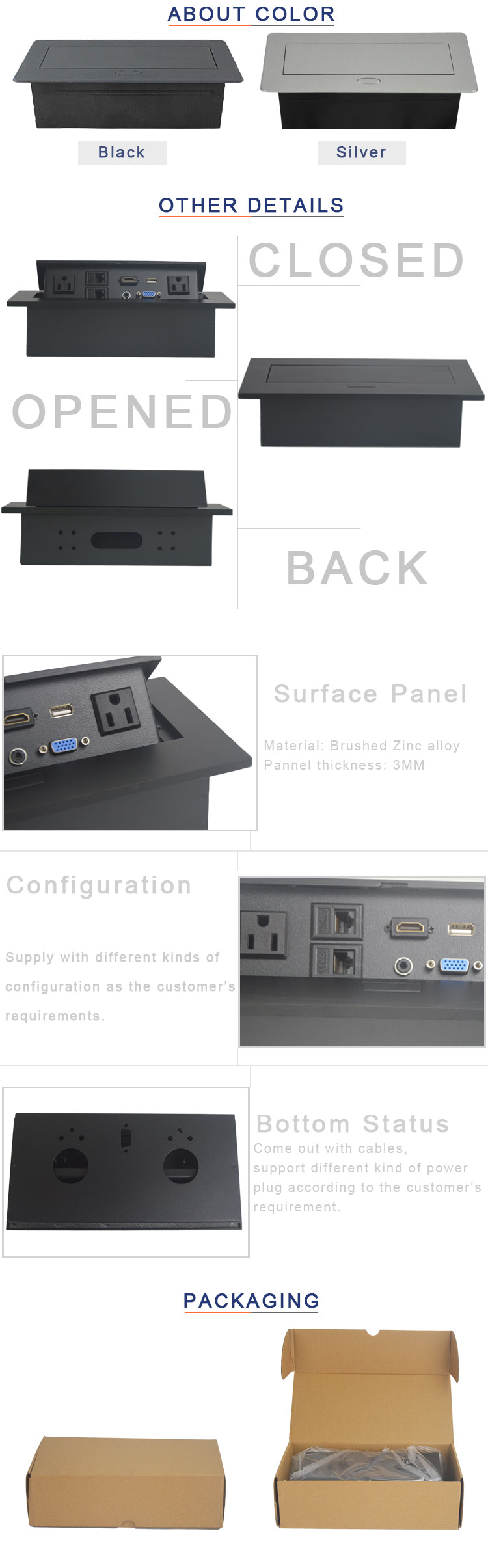 Desk Pop Up power outlet socket with American power network