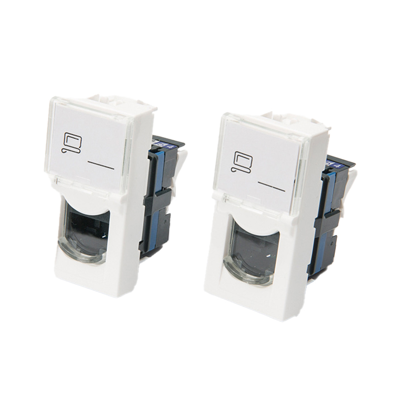 Exact Cables 45*22.5 French Type UTP CAT6 Single Keystone Jack RJ45 FTP Network Module
